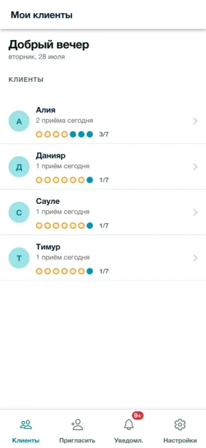 The coach's screen: every client and their week at a glance